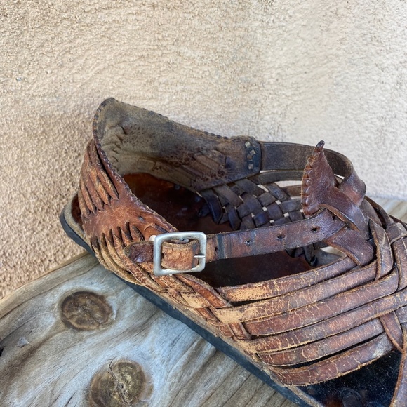 VTG 1980s Brown Leather Sandals Huaraches Mens US11 - Picture 7 of 8